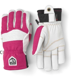 Hestra Army Leather Couloir 5-finger - Fuchsia & Offwhite