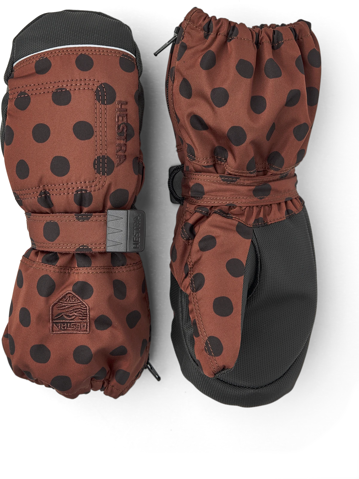 Hestra Baby Zip Long Mitt - Brown Print 3 Hestra Baby Zip Long Mitt - Brown Print