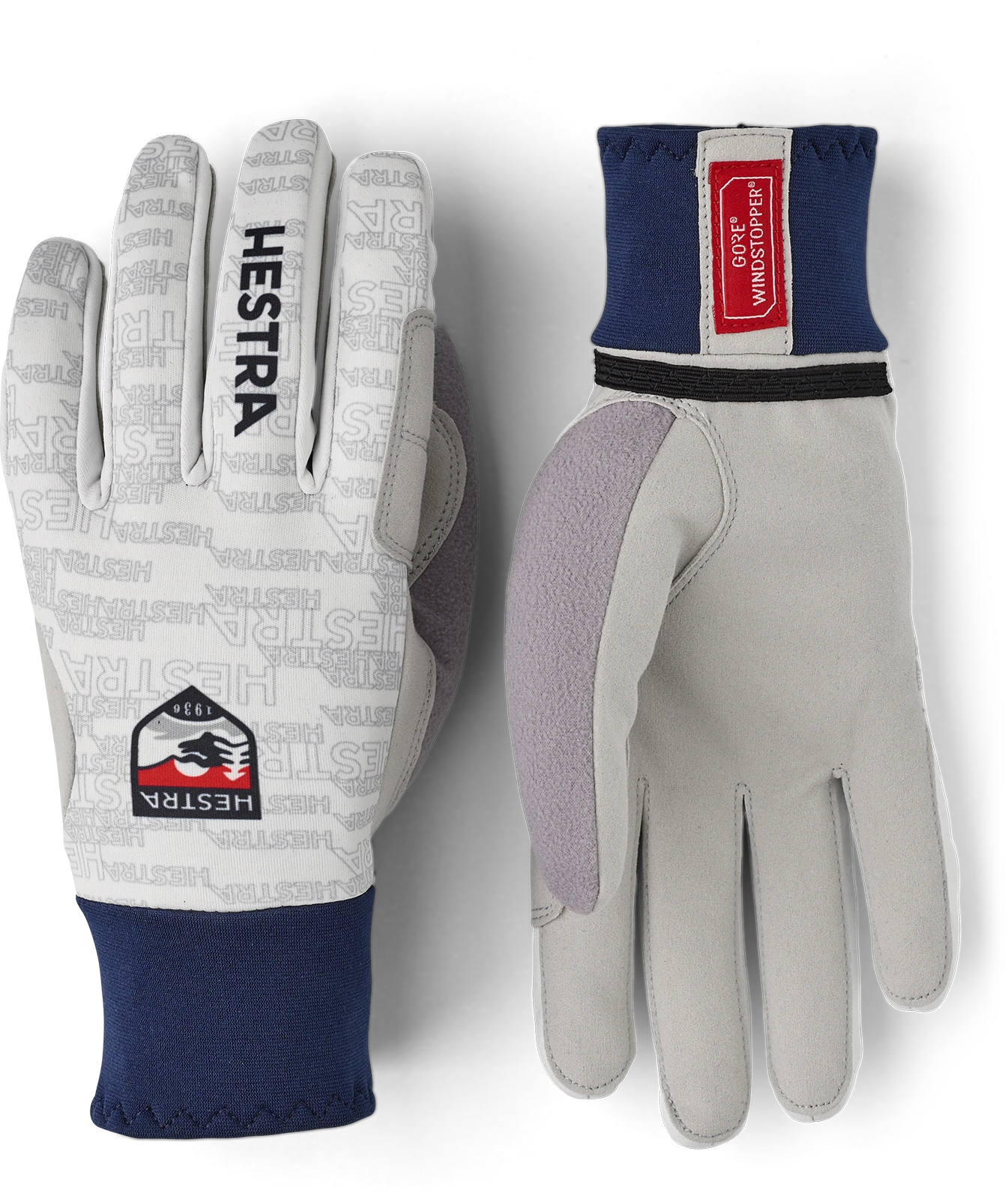 Hestra Windstopper Active Grip 5-finger - Offwhite Print 3 Hestra Windstopper Active Grip 5-finger - Offwhite Print