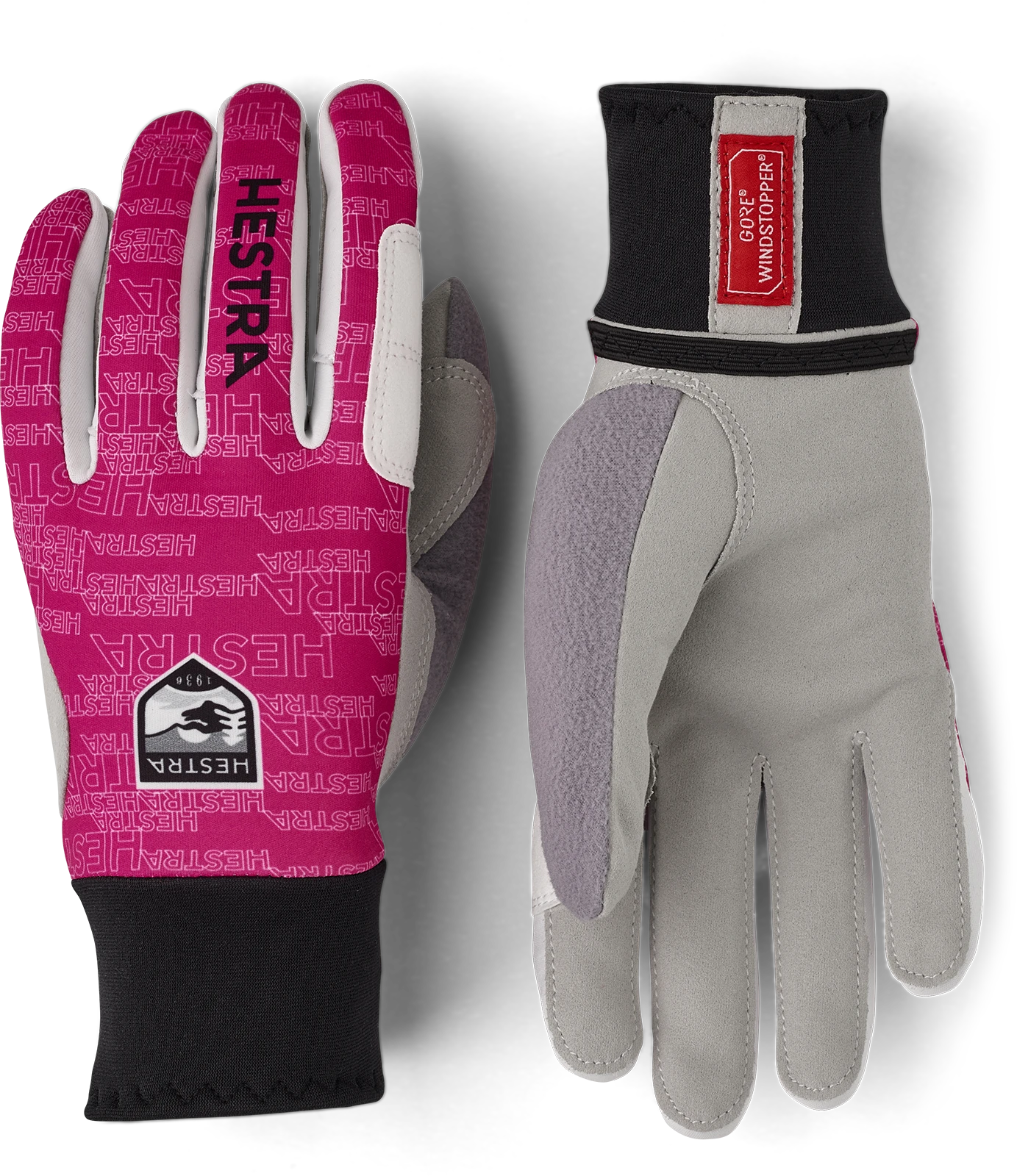 Hestra Windstopper Active Grip 5-finger - Fuchsia Print 3 Hestra Windstopper Active Grip 5-finger - Fuchsia Print